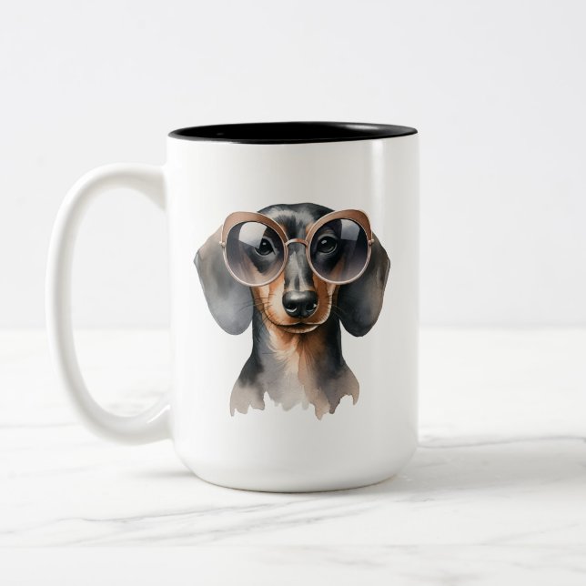 Dashing Dachshund Watercolor Mug (Left)