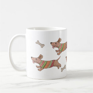 Dashing dachshunds Cute Sausage dogs running Coffee Mug