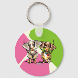Dashing Dappled Dachshunds Keychain