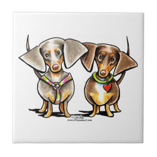 Dashing Dappled Dachshunds Tile