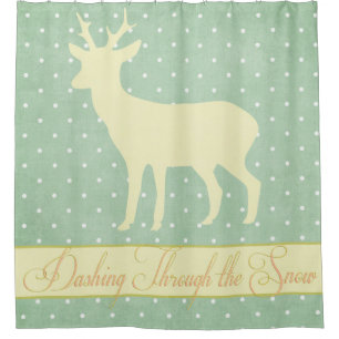 Dashing Deer Shower Curtain - Blue Green Polka Dot