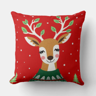 Dashing Deer Throw Pillow