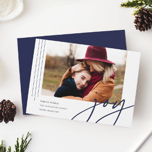 Dashing Script Joy Horizontal Photo Holiday Card