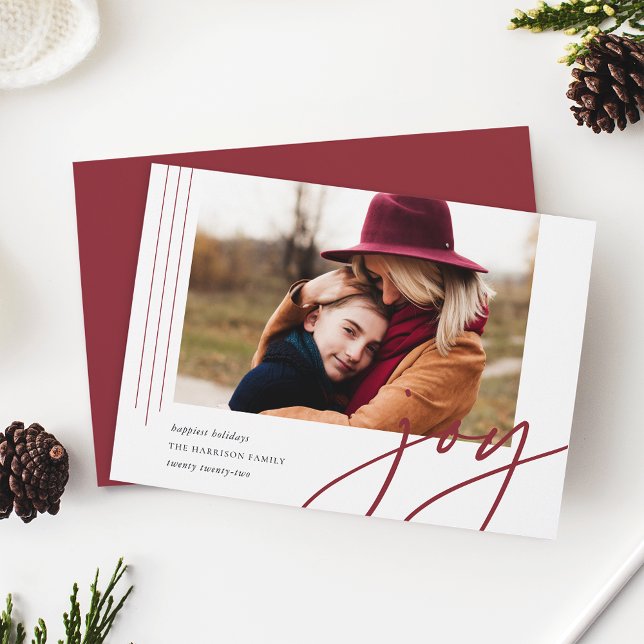 Dashing Script | Joy | Horizontal Photo Holiday Card (Creator Uploaded)