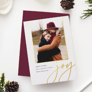Dashing Script   Joy   Vertical Photo Foil Holiday Card
