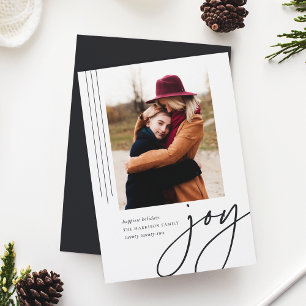 Dashing Script   Joy   Vertical Photo Holiday Card