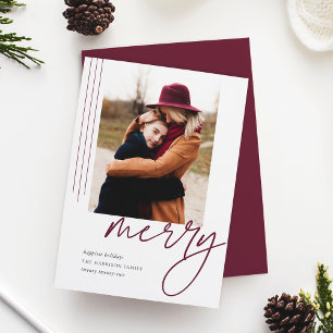 Dashing Script Vertical Photo Holiday Card