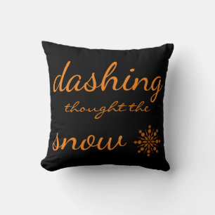 Dashing thought the snow snowflake Christmas Grey Throw Pillow