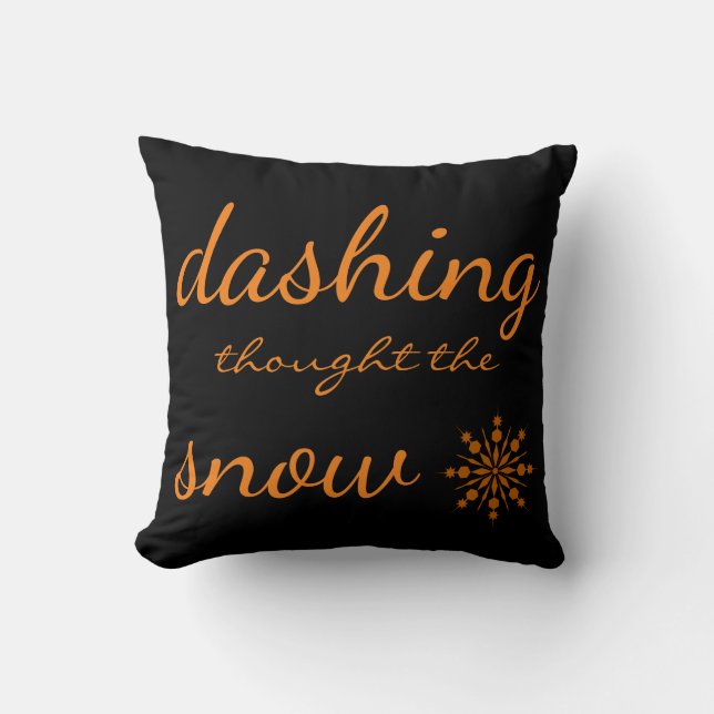 Dashing thought the snow snowflake Christmas Grey Throw Pillow (Front)