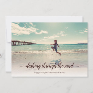 Dashing Through Sand Beach Christmas Photo Holiday Card