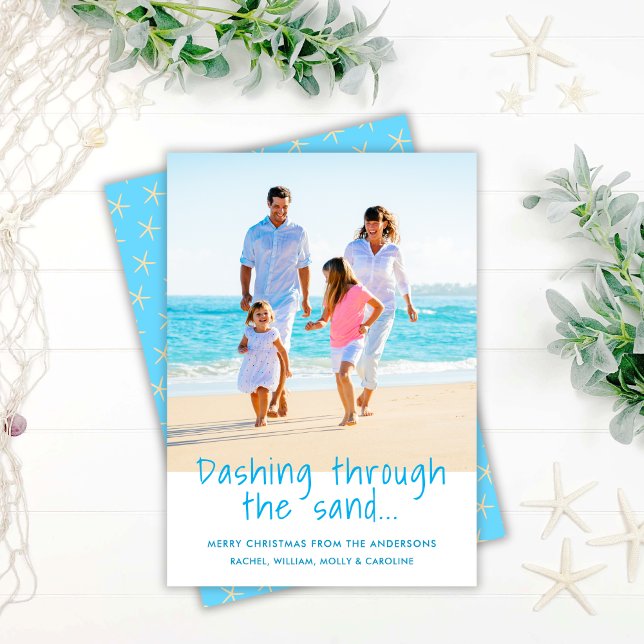Dashing Through The Sand Coastal Chic Photo Holiday Card (Creator Uploaded)