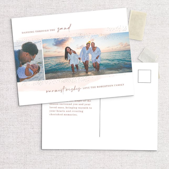Dashing Through the Sand Holiday Photo Carte posta (Créateur téléchargé)