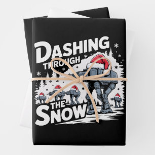 Dashing Through The Snow Christmas Family Holiday Wrapping Paper Sheet