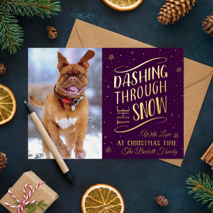 Dashing Through the Snow   Christmas Photo Real Foil Holiday Card