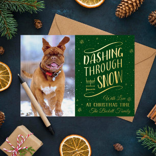 Dashing Through the Snow   Christmas Photo Real Foil Holiday Card