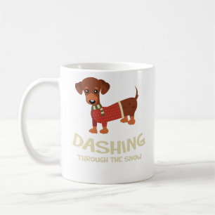 Dashing Through the Snow Dachshund Dog Christmas Coffee Mug