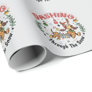 Dashing Through the Snow Funny Dachshund Dog Xmas Wrapping Paper