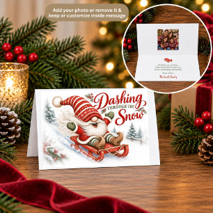 Dashing Through the Snow Gnome Christmas Card