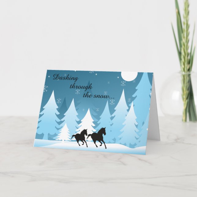 Dashing Through the Snow - Horse Christmas Holiday Card (Front)