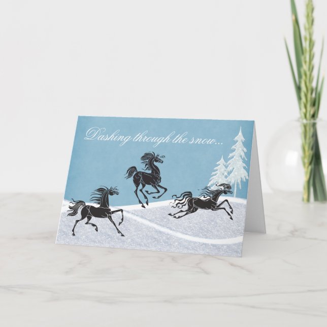 Dashing Through the Snow Horse Holiday Card (Front)