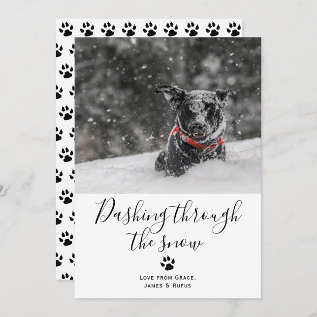 Dashing Through The Snow Pet Dog Christmas Card (Front/Back)