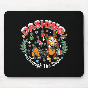 Dashing Through The Snow Slink Dog Christmas  Mouse Pad