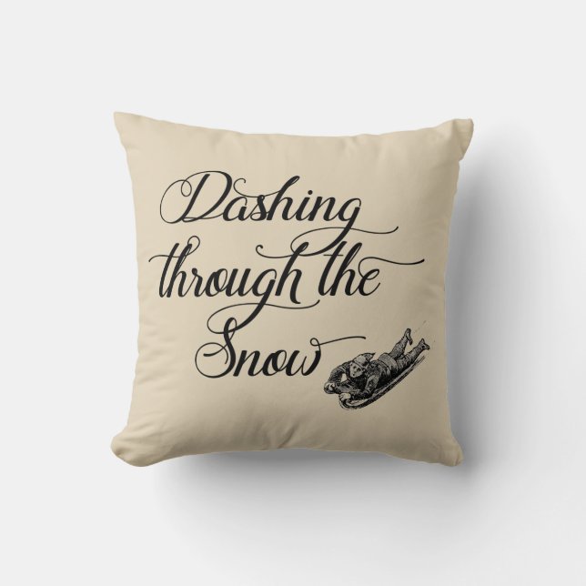 Dashing Through the Snow Vintage Farmhouse Coussin (Recto)