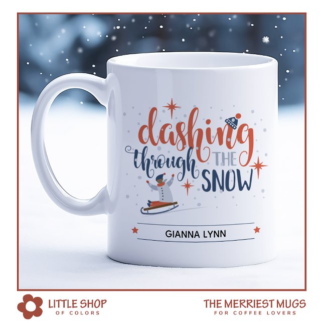 Dashing Through the Snow Winter Sledding Christmas Coffee Mug (Creator Uploaded)