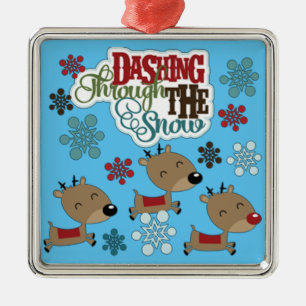Dashing Throw The Snow Metal Ornament