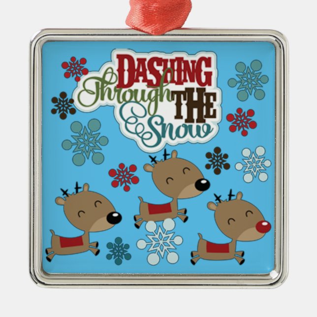 Dashing Throw The Snow Metal Ornament (Front)