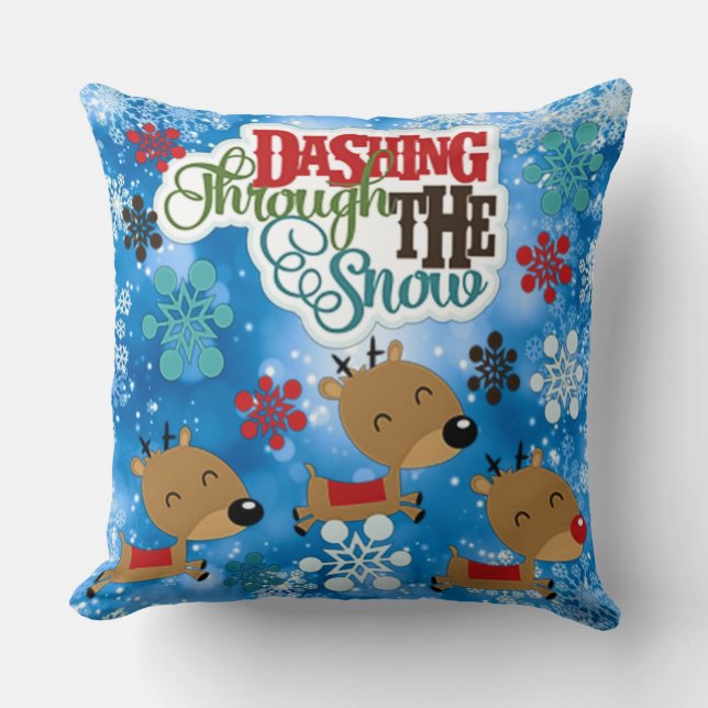 Dashing Throw The Snow Throw Pillow (Front)