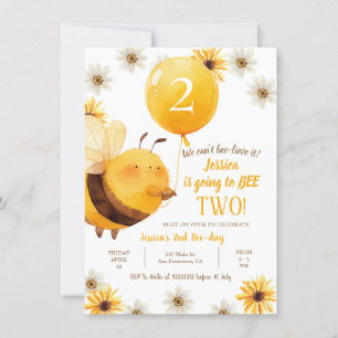 Dasiy and Bee Sunflower Second Birthday Invitation