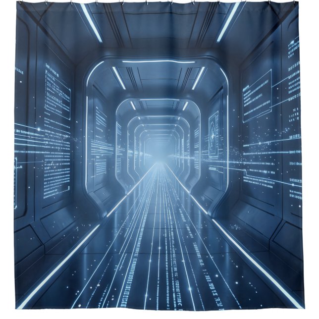 Data Corridor – Futuristic Corridor Art Shower (Front)