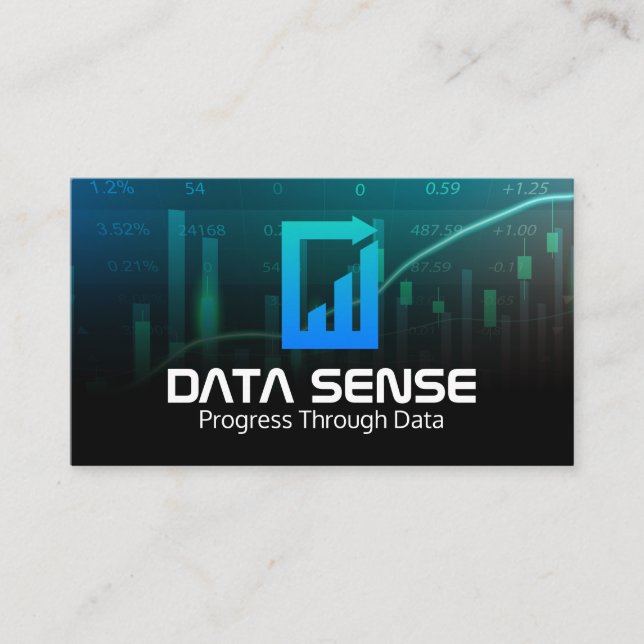Data Graphs | Analysis Logo | Financials Business Card (Front)