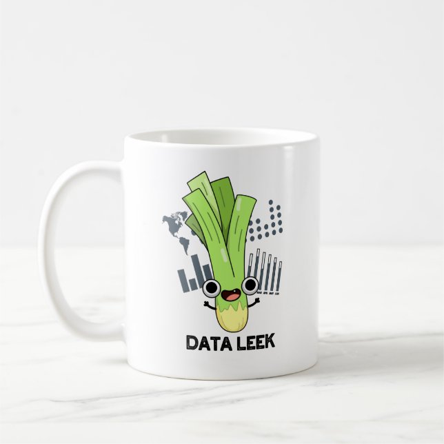 Data Leek Funny Computer Veggie Pun  Coffee Mug (Left)