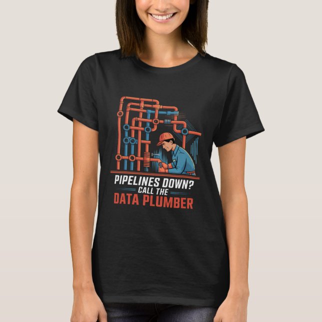 Data Plumber Data Engineer Data Analyst Science En T-Shirt (Front)