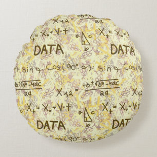 Data Science Math and Coding Pattern Round Throw Pillow