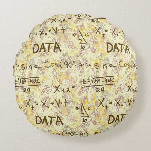 Data Science Math and Coding Pattern Round Throw Pillow (Front)