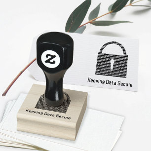 Data Security Message & Digital Lock Custom Slogan Rubber Stamp
