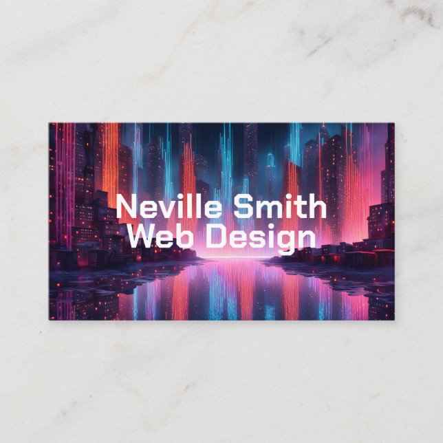 Data Streams in City Web Designer High Tech Business Card (Front)