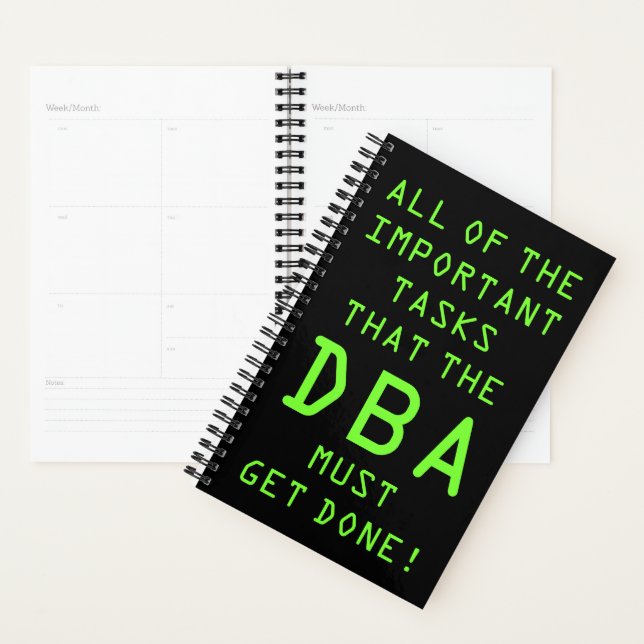Database Admin (DBA): Important Tasks Planner (Display)