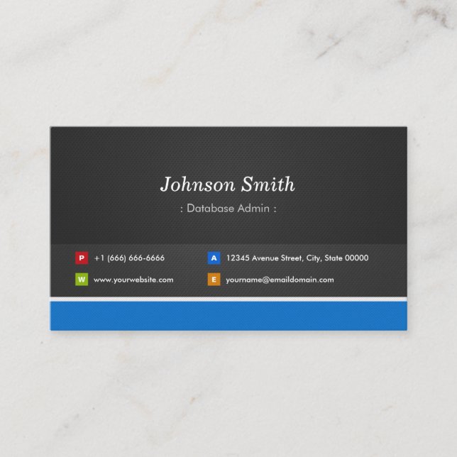 Database Admin - Professional Customizable Business Card (Front)