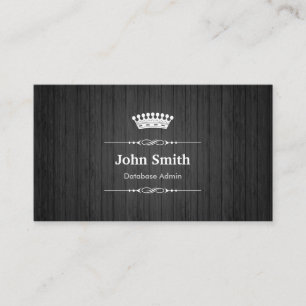 Database Admin Royal Black Wood Grain Business Card