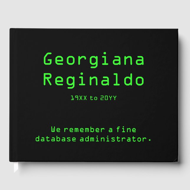 Database Administrator Funeral Guest Book (Front)