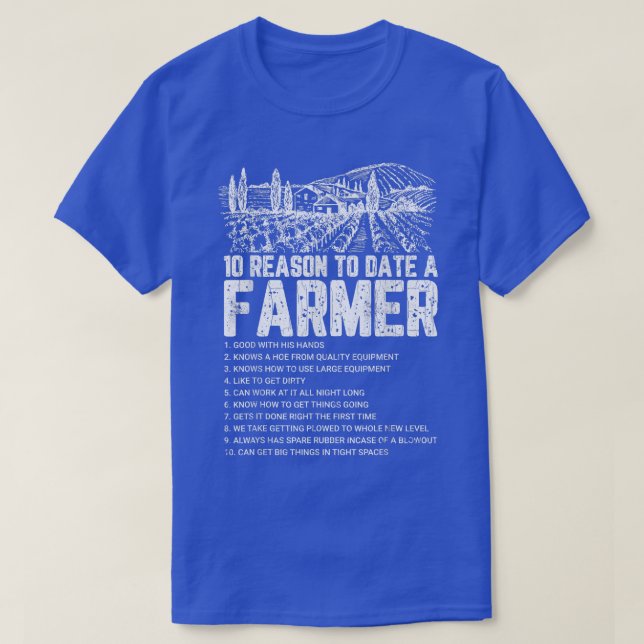 Date A Farmer Funny Farming Farm Tractor Animals G T-Shirt (Design Front)