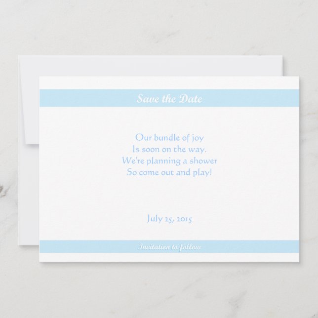 Date Baby shower Save the Dates Bleu (Devant)