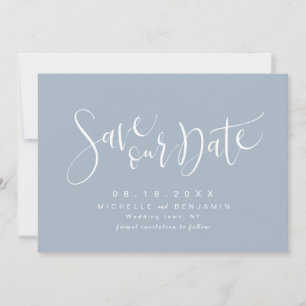 Date Bleu Poussiéreux Moderne Simple Écriture Save The