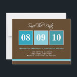 Date Blocks Save The Date Card - Turquoise<br><div class="desc">Give your guests a fresh and chic reminder of your upcoming wedding day with this bold and colourful save the date card. Magnet option available at berryberrysweet.com. Also available in Fuchsia Green.</div>