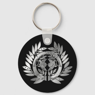 Date Clan Kamon Silver Chrome Keychain