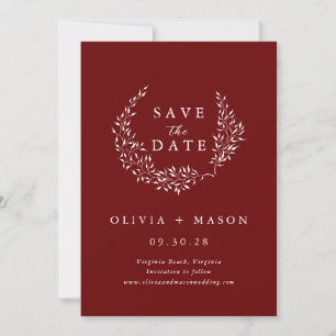 Date Couronne de feuilles minimale bordeaux Save the Da